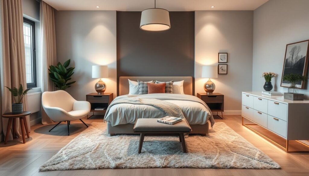 Cozy bedroom with statement chair