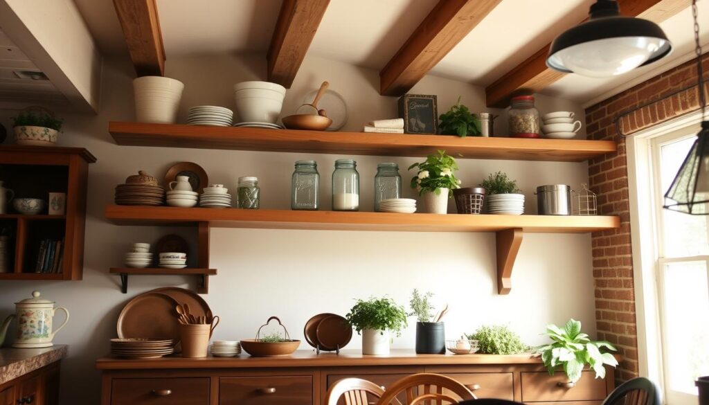 farmhouse open shelving