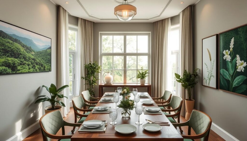 nature-themed art in dining rooms