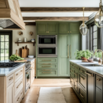 green color kitchen cabinets